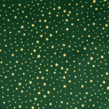 Baumwolldruck Sterne in Goldglitzer auf Grün